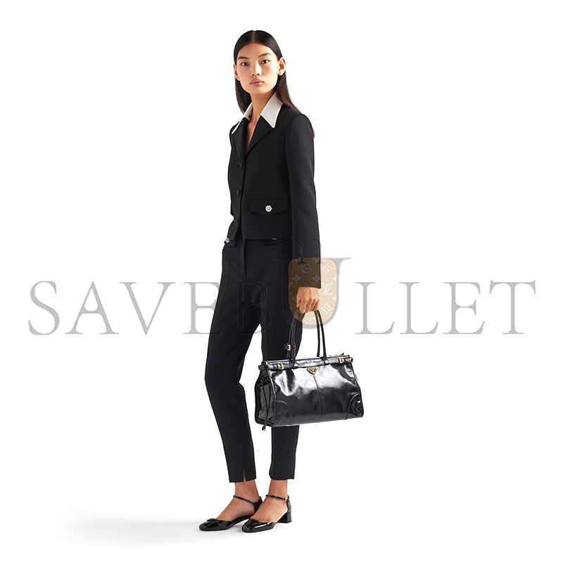 Pra*a bonnie large leather handbag 1ba433 (38*24*12cm)